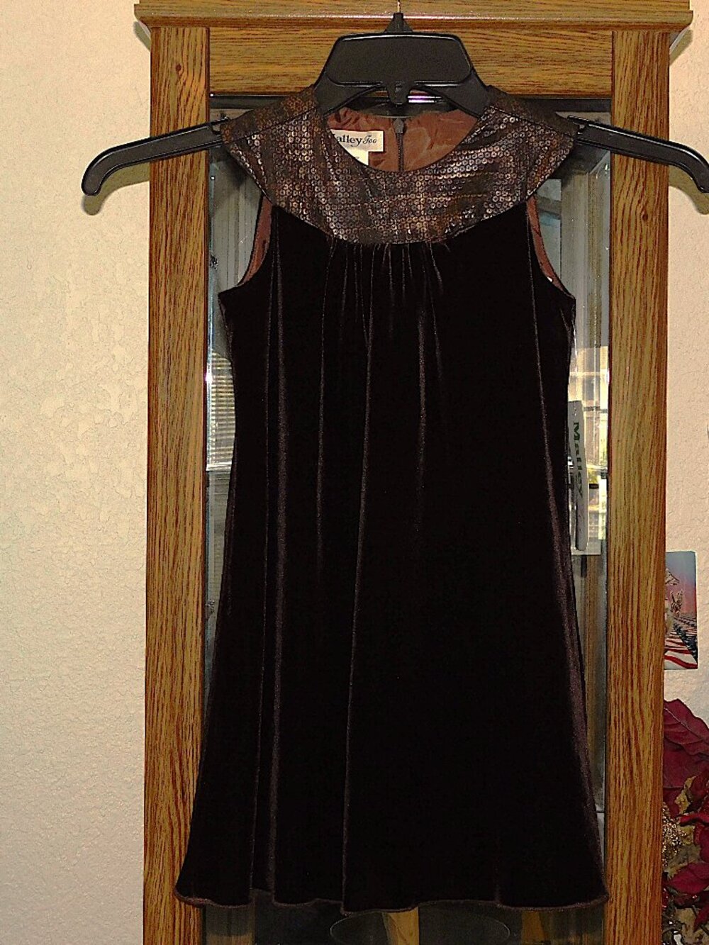 NWT $101 Brown Velvet Sequin Print Dress MALLEY TOO sz 5
